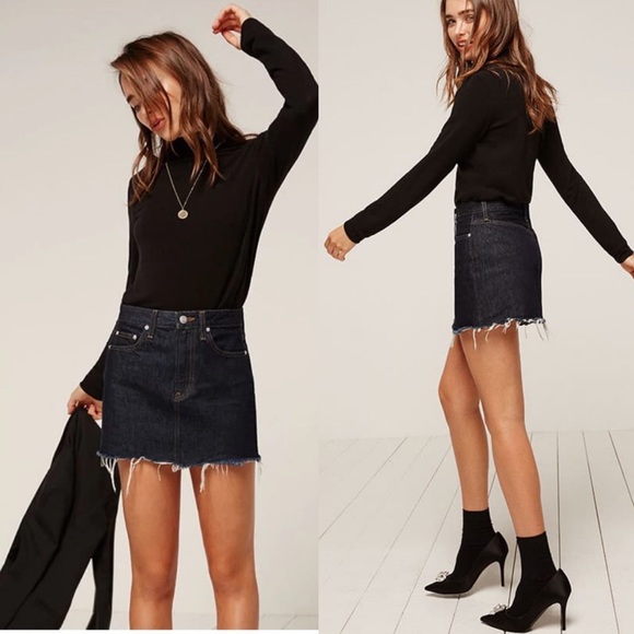 reformation jean skirt